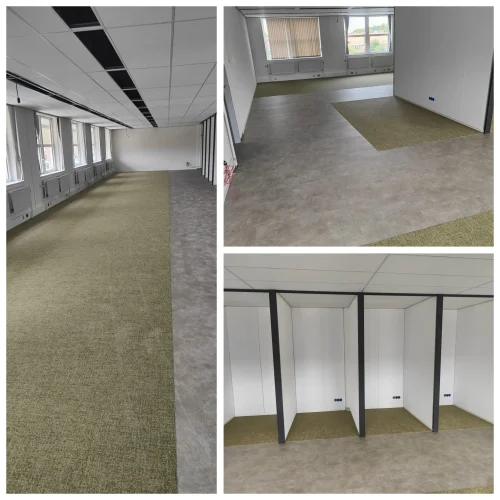 Tapijt vloer in combinatie met linoneum